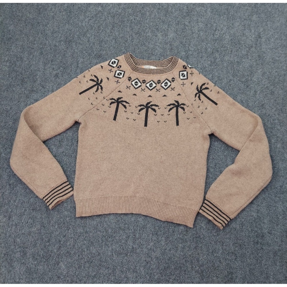 Marine Layer Archive Sweater Small Brown Palm Trees Merino Wool Blend